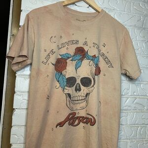 Poison - Life Loves A Tragedy Tan With Red Splatter Shirt -  Shirt Size XS